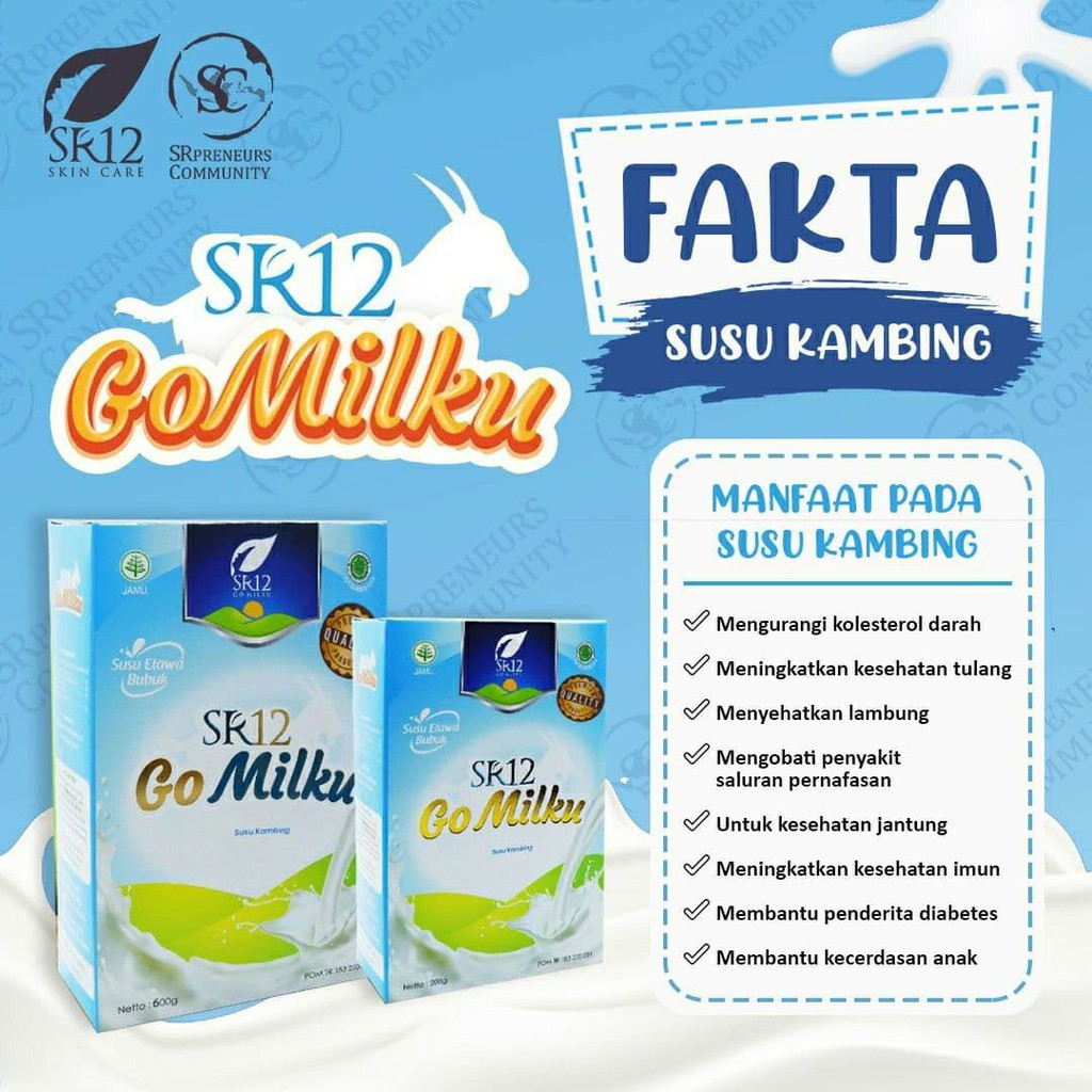 

SUSU KAMBING GOMILKU SR12 / SUSU ETAWA KUALITAS PREMIUM / GOAT MILK SUSU BUBUK TANPA GULA BPOM