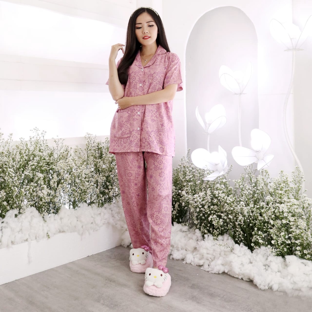 Set Piyama CP HP Kona Baju Tidur Wamita Motif Paisley