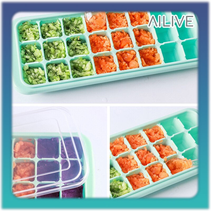 Cetakan Es Batu Silikon 24 &amp; 36 Grid Ice Cube Tray Kotak Cetakan Puding Eskrim Dengan Tutup
