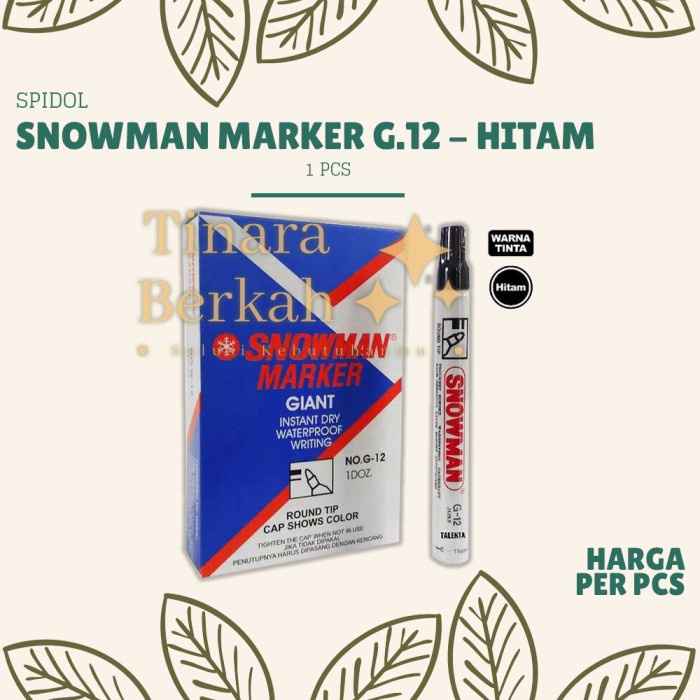 

Spidol Permanen SNOWMAN MARKER G12 / Sepidol Permanent G-12 / 1 Pcs