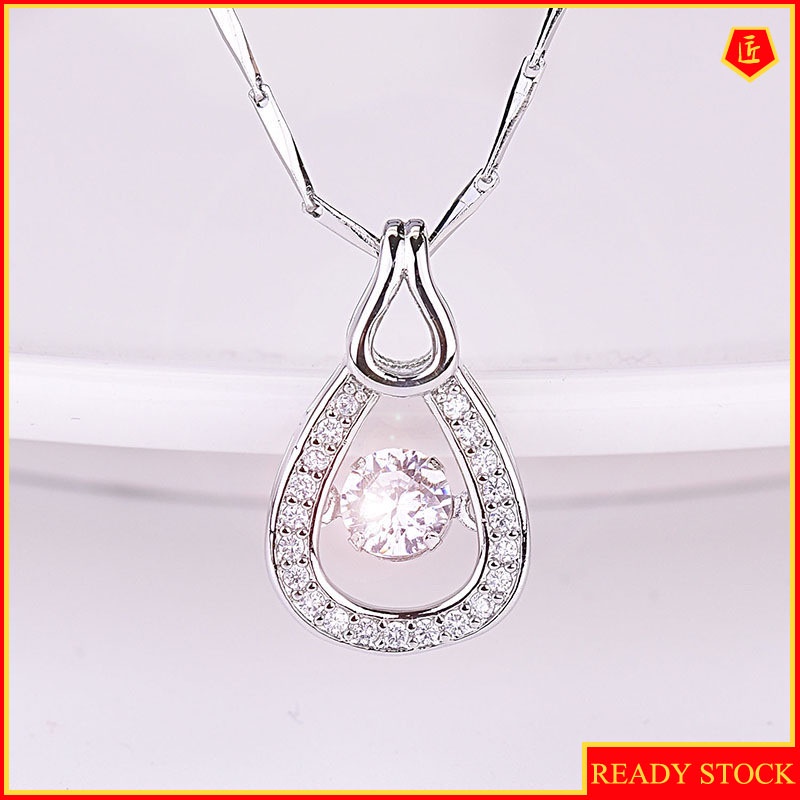 [Ready Stock]Fashion Inlaid Diamond Smart Pendant Silver Necklace