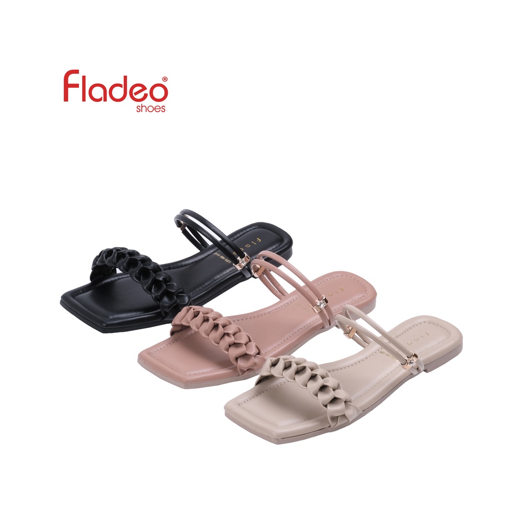 Fladeo K21/LDS402-2HD/Sandal Teplek Slide Wanita [ Flat Slipper Sandals ]