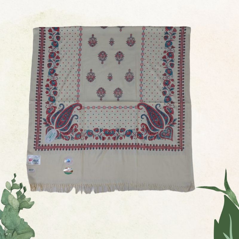 Sorban Kashmiri Print Motif Bordir Cream / Sorban Sablon Cream