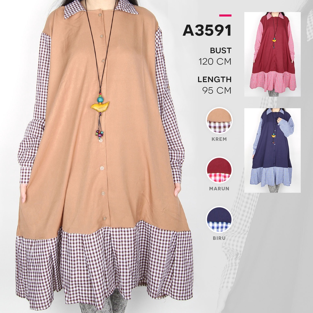 Maliju Tunik Jumbo Kemeja Busui Rempel Shakila Katun - A3591