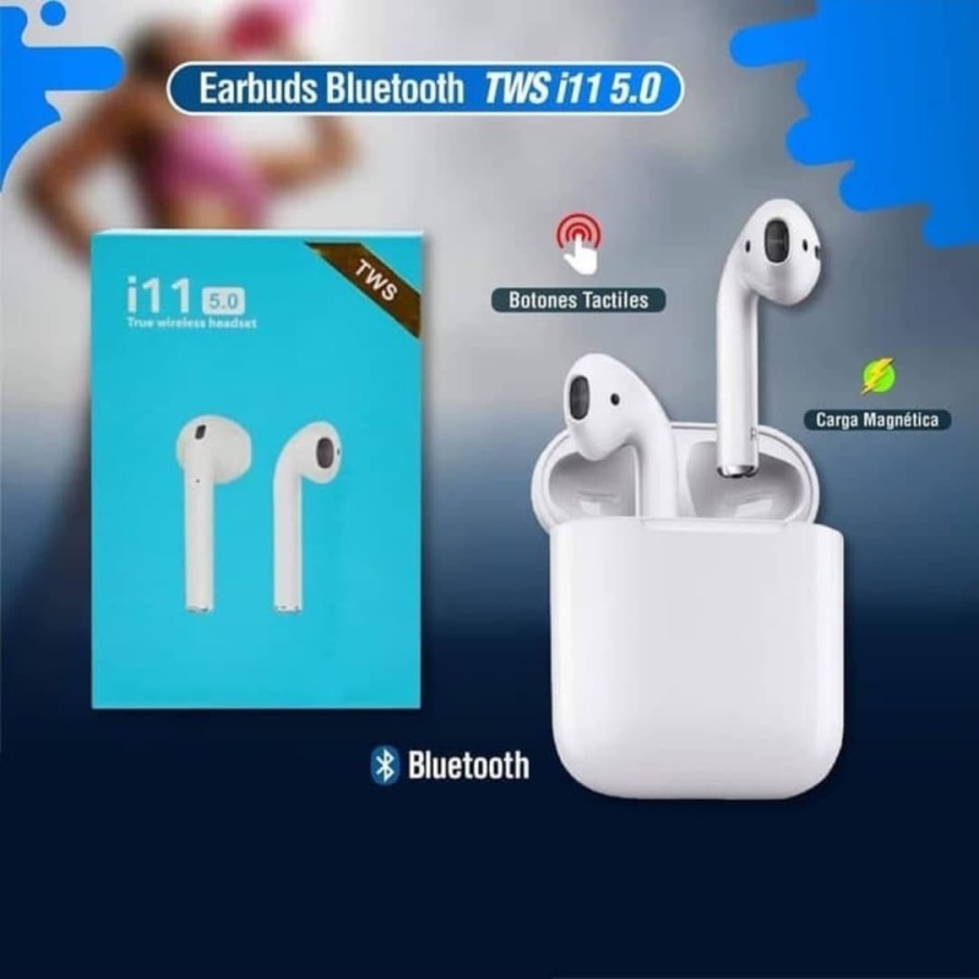 Headset Bluetooth i 11 TWS Weirelles Earphone Headset Versi 5.0