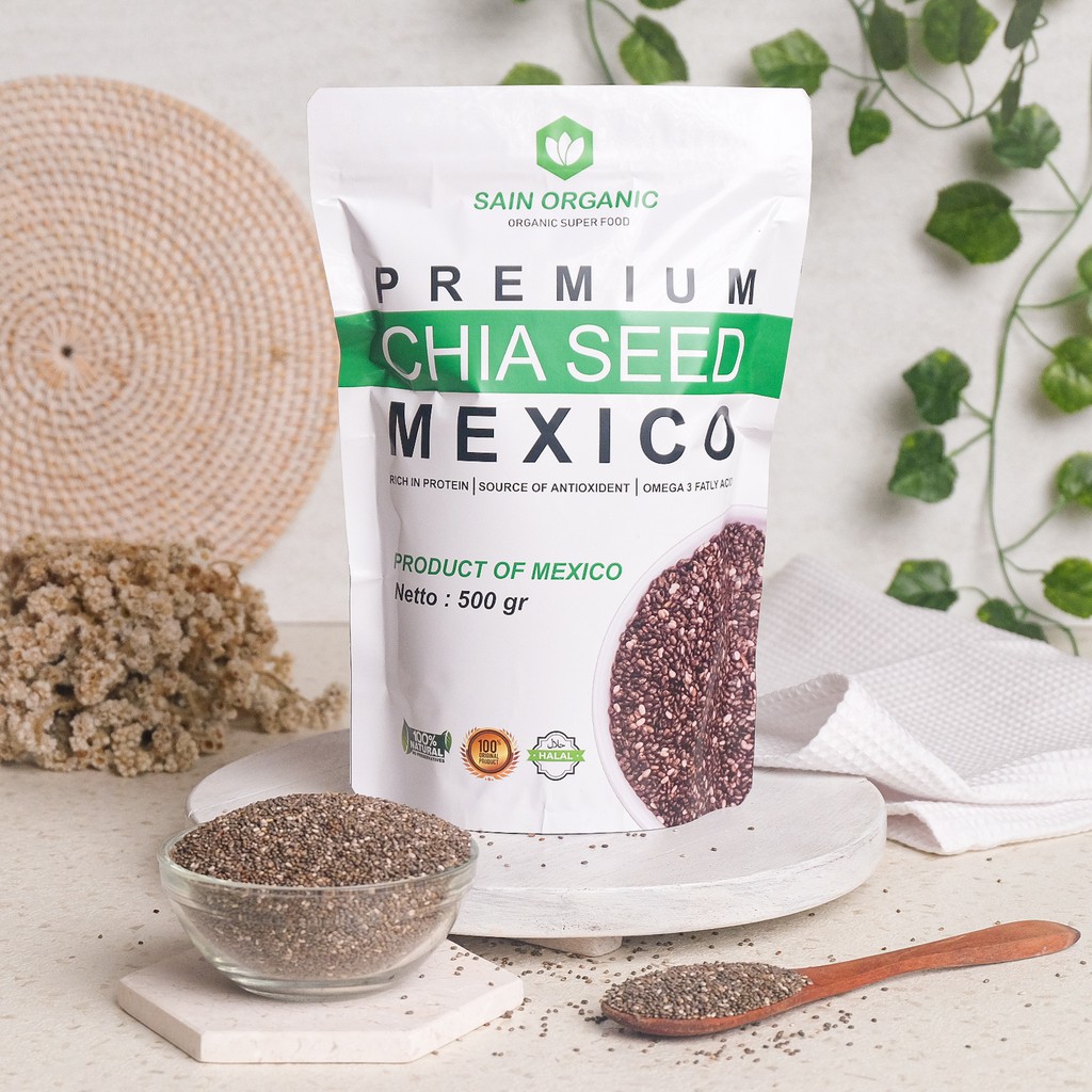 Chia Seed Organic Mexico untuk Diet Freshly 500 gram Black Cia Seed Organik fresly Biji Chia Seeds