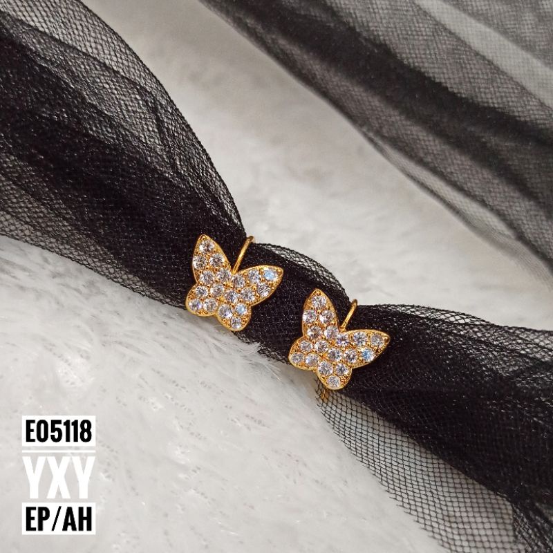 Anting Hooks Yaxiya Kupu Zircon Gold E05118