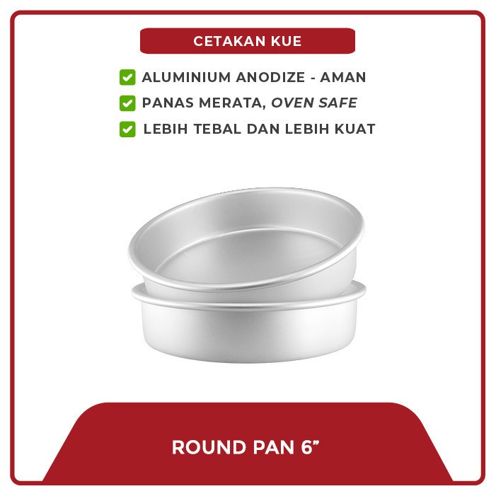 Maspion 6″ Round Pan Anodize Set 1 Pcs - Cetakan Kue Aluminium