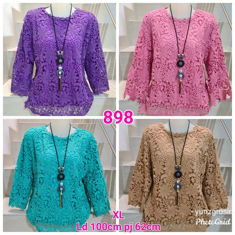 Blouse Brukat Warna Jumbo XL, 2XL, 3XL-1