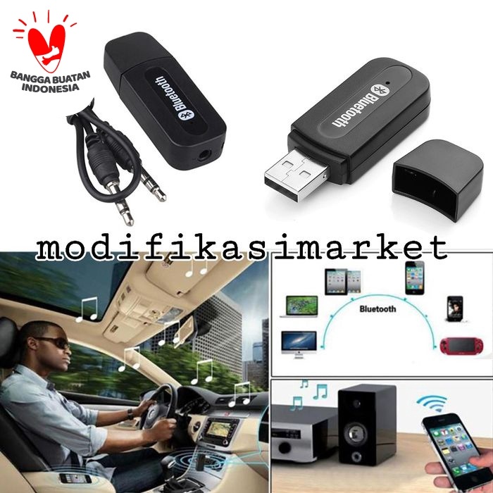 Usb Bluetooth Audio Receiver + Kabel Aux Adaptor Bluetooth Mobil #98