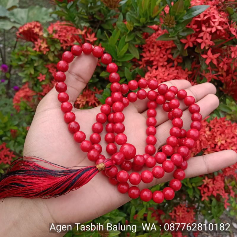 TASBIH BATU MARJAN CORAL MERAH ASLI KUALITAS SUPER ORIGINAL!!!