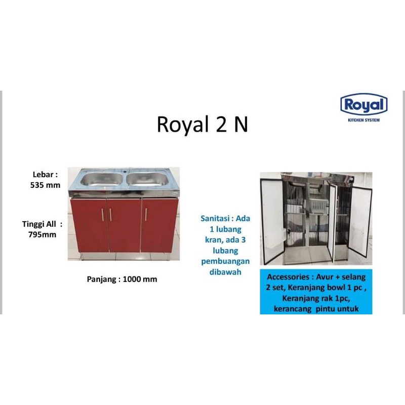 Jual sink royal R 2 bowl kitchen set lemari dapur stainless