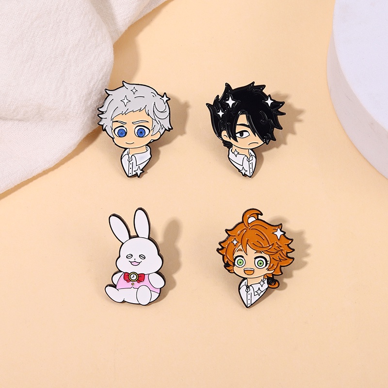 Baru Yang Dijanjikan Neverland Enamel Kerah Pin Anime Emma Norman Alloy Bros Lencana Pin Kartun Perhiasan Hadiah