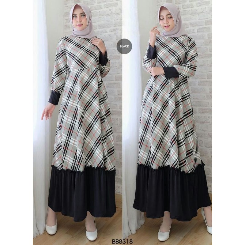 READY UP GAMIS CANTIK MIXBERY NIRMALA FIT TO L GAMIS WANITA DRESS MUSLIM ORI - HITAM, FIT TO L