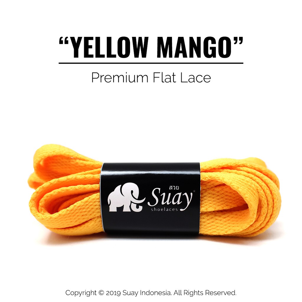 TALI SEPATU Sneaker Warna Warni Gepeng (FLAT) Panjang 115cm Suay Premium Shoelace SURABAYA-Yellow Mango