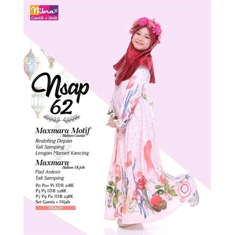 GAMIS MUSLIM ANAK NIBRAS NSA 062 PEACH