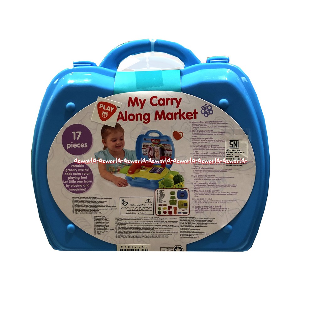 Play Go My Carry Along Market Portable Tas Mainan Anak Isi Set Mainan Kasir 17pcs