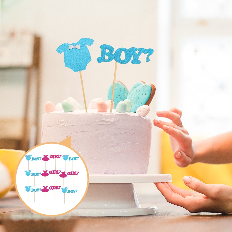 12pcs / set Topper Kue Desain Pakaian Bayi Laki-Laki / Perempuan Untuk Dekorasi Baby Shower / Ulang Tahun