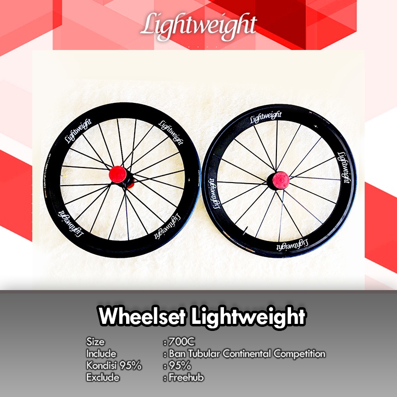 Wheelset Lightweight Include Ban Tubular Continental Competition Tanpa Freehub 700C WS RB Roadbike