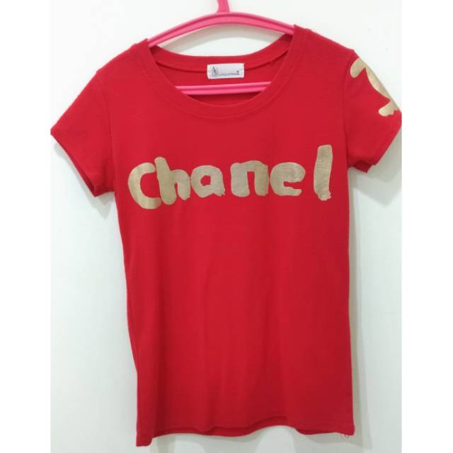 Baju Merah Kaos Chanel Wanita