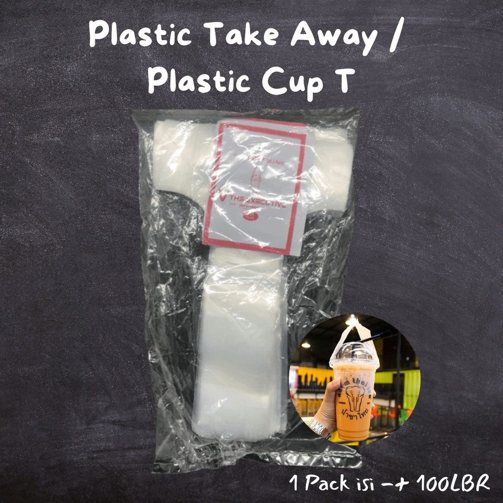 Kantong Gelas T / Kantong Gelas Take Away 1 Cup / Plastik Tenteng Gelas