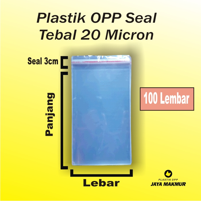 Plastik OPP Seal 12,5 x 18 Cm Plastik Kemasan Tebal 20 Micron Isi 100 Lbr