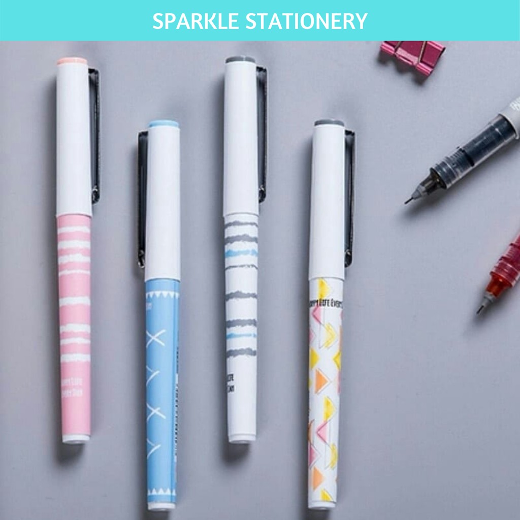 

Pulpen cair tinta hitam 0.5mm cover pastel abstrak high quality enak dipakai free ongkir