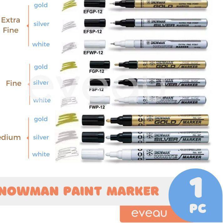 

PROMO 11.11 (juj-234) Spidol Snowman Paint Marker Gold Silver White Putih Permanen Extra Fine Medium