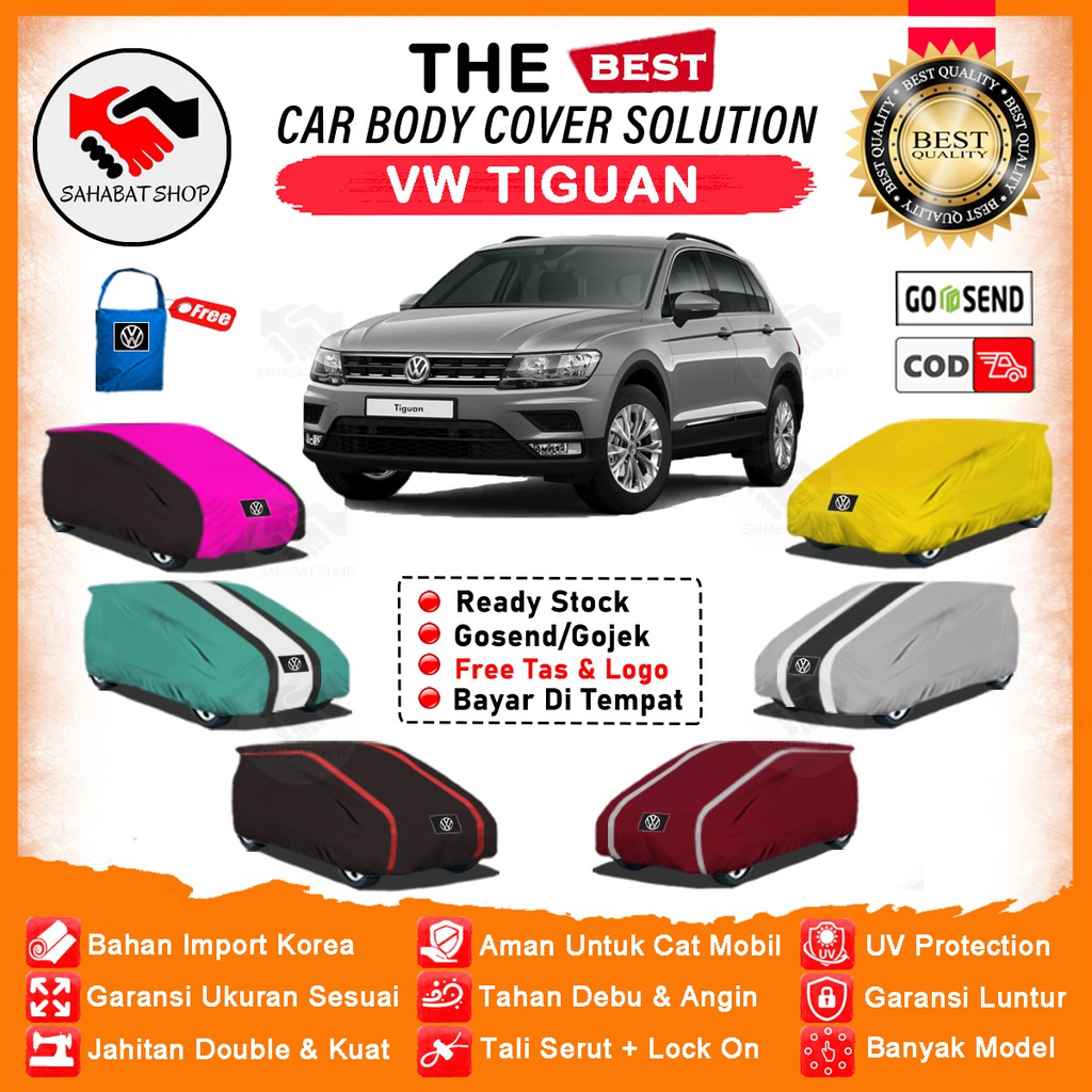 Sahabat Body Cover Mobil Tiguan / Sarung Penutup VW Tiguan Outdoor / Selimut Mantel Kerudung Jas Mantol Pelindung Pembungkus Mobil Volkswagen Tiguan Waterproof Anti Air Model Orang