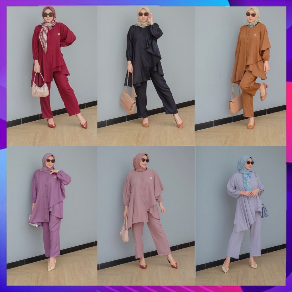 Gina Set Original By Dyn Clothing line Setelan Wanita Stelan Cewek Setelan Celana Cewe One Set Baju 