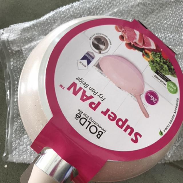 Bolde Pan Fry Pen Granite Ceramic Beige Panci Penggorengan Anti Lengket Wajan Granit Keramik 26 Cm