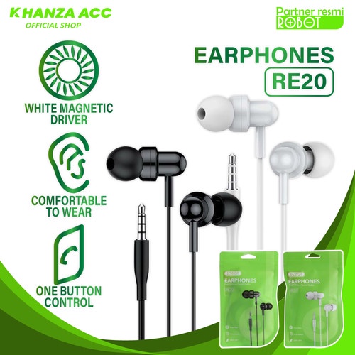ROBOT RE20 oblique in-ear deep bass ultra light wired earphone