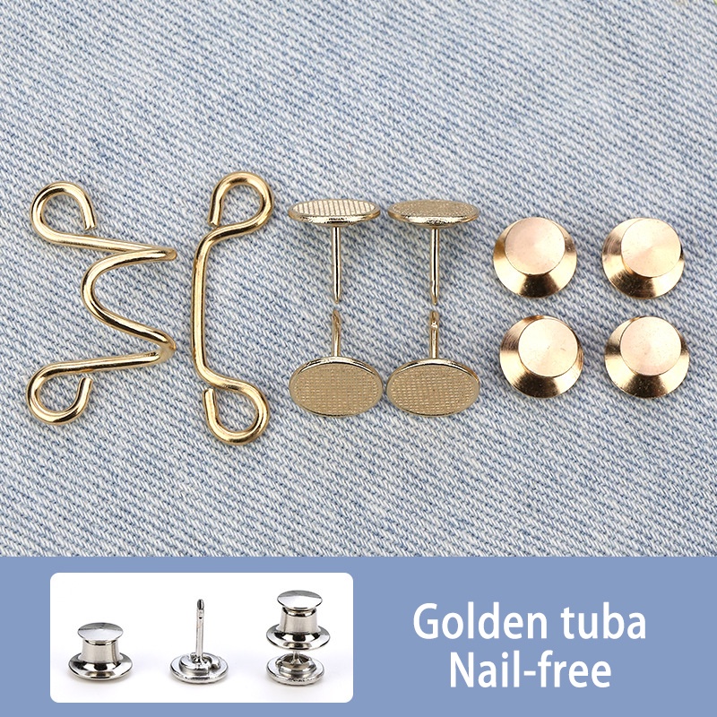 Kancing Jeans Logam Simple Adjustable Kancing Pengait Celana Panjang Jeans Denim Desain Bunga Daisy Warna Putih Kait Pengecil Lingkar Pinggang Celana Jeans Model Bisa Dilepas-B__emas-l