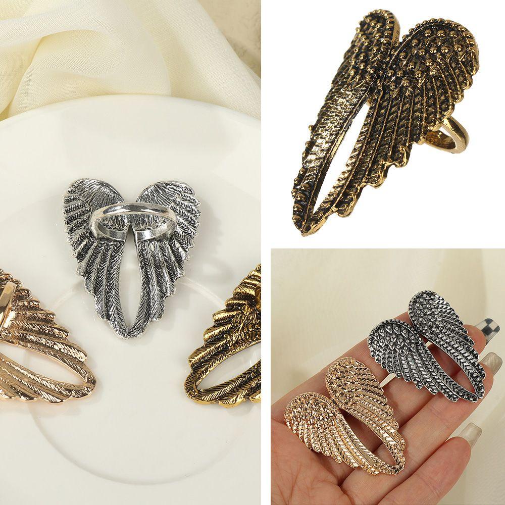 Lily Angel Wings Cincin Pesta Pernikahan Aksesoris Fashion Single Wanita Pria Hip Hop Besar Bentuk Hati Wings