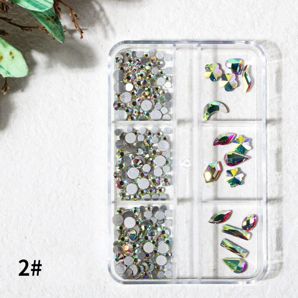 Mxbeauty Nail Art Rhinestones Warna-Warni 1kotak AB DIY Manik-Manik Permata Bentuk Campur Kristal