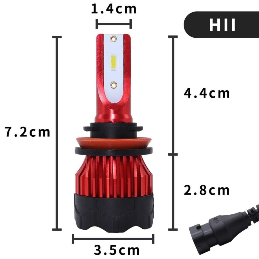 HAOSJ Lampu Mobil LED ZES Headlight 12000LM 55W 6000K H11 12V 2 PCS - K5 - Red