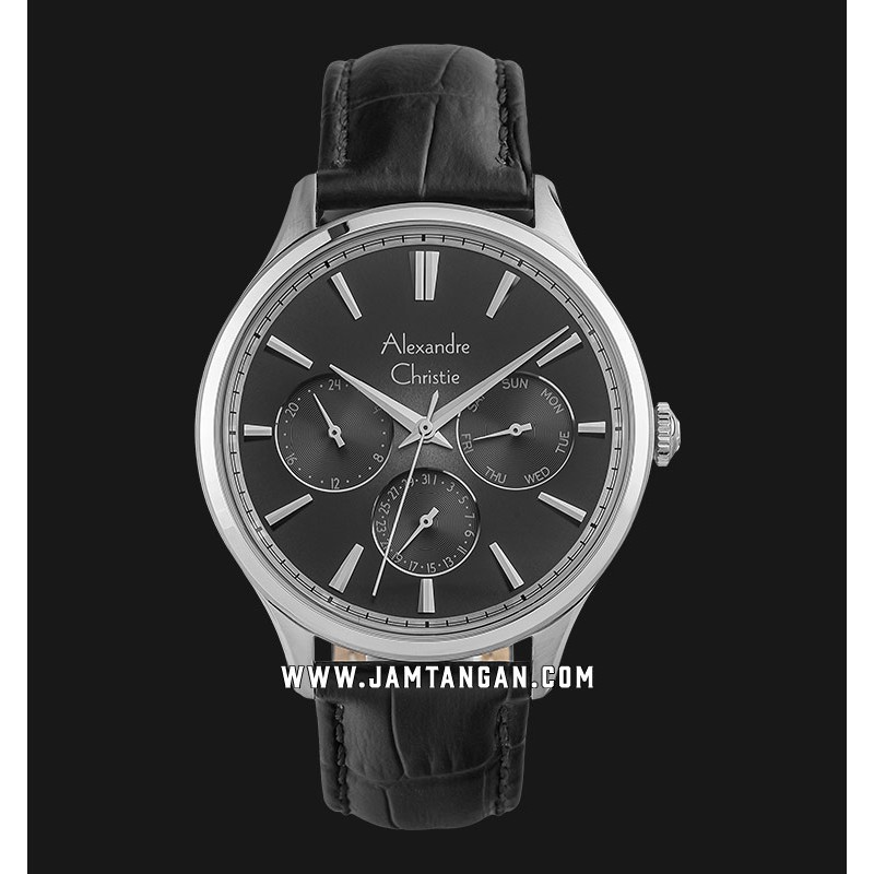 Alexandre Christie AC 6569 MF LSSBA Men Dark Grey Dial Dark Grey Leather Strap