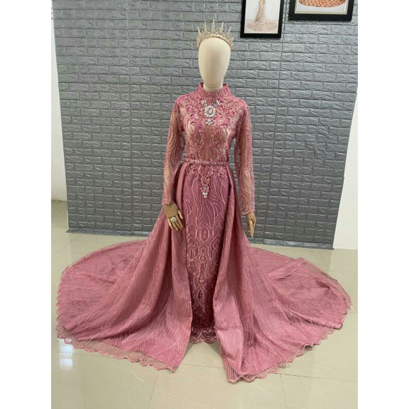 Kebaya Duyung Ekor Dusty Pink / Dress Duyung Ekor Dusty Pink