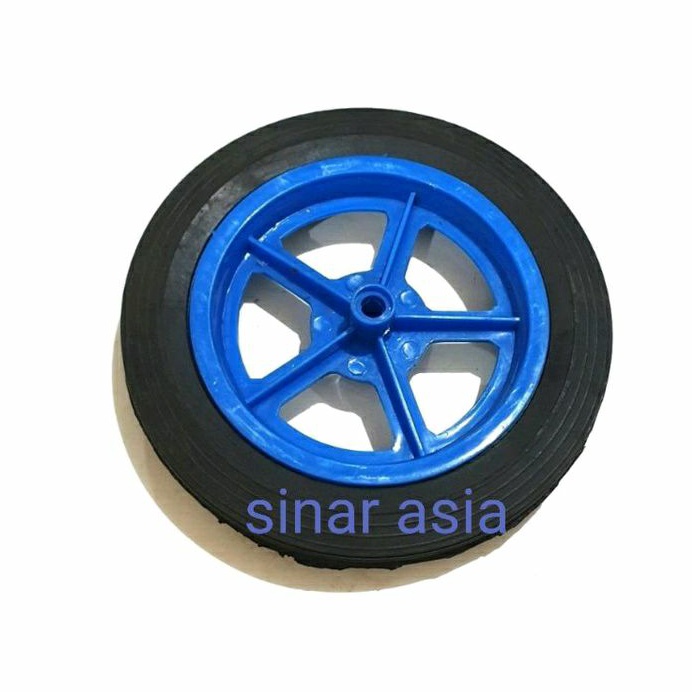 Roda belakang tricycle ( ban karet + velg plastik) per pcs - diameter as lubang 1cm &amp;  lebar velg 14.5cm