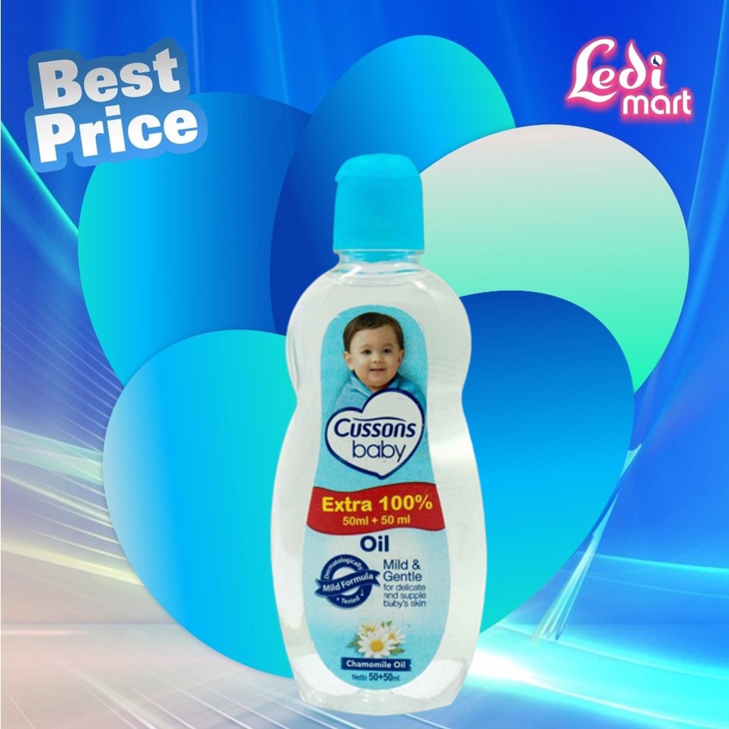 ORIGINAL Cussons Baby Oil 100ml+100ml &amp; 50ml+50ml (Extra Fill) / Cusson Baby Minyak bayi / LEDI MART