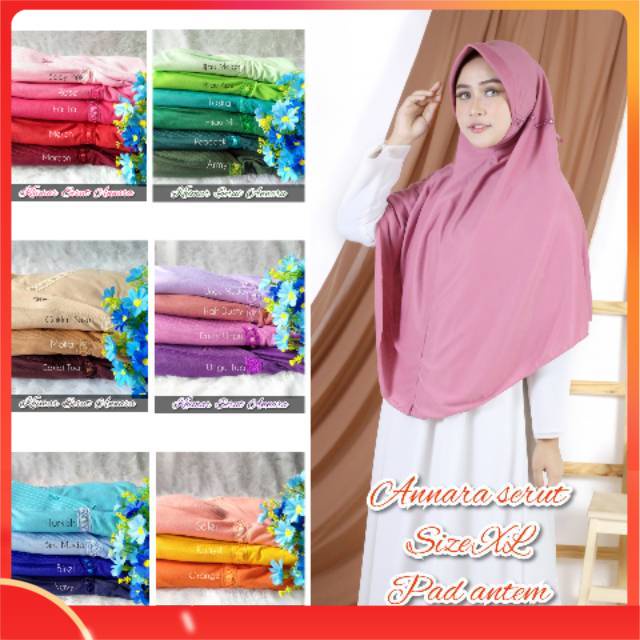 [size XL] jilbab kaos instan jumbo bergo kerudung SERUT ANNARA