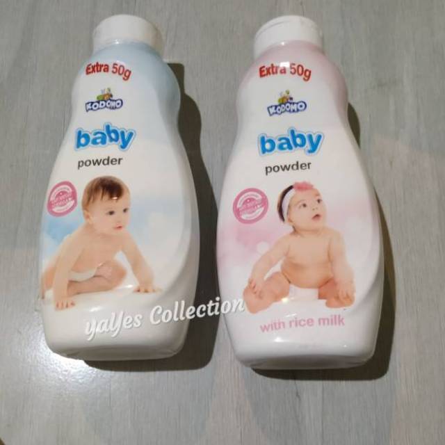 Kodomo baby powder 50 g bedak tabur serbuk bayi anak balita pink biru ungu 200 + 50 g