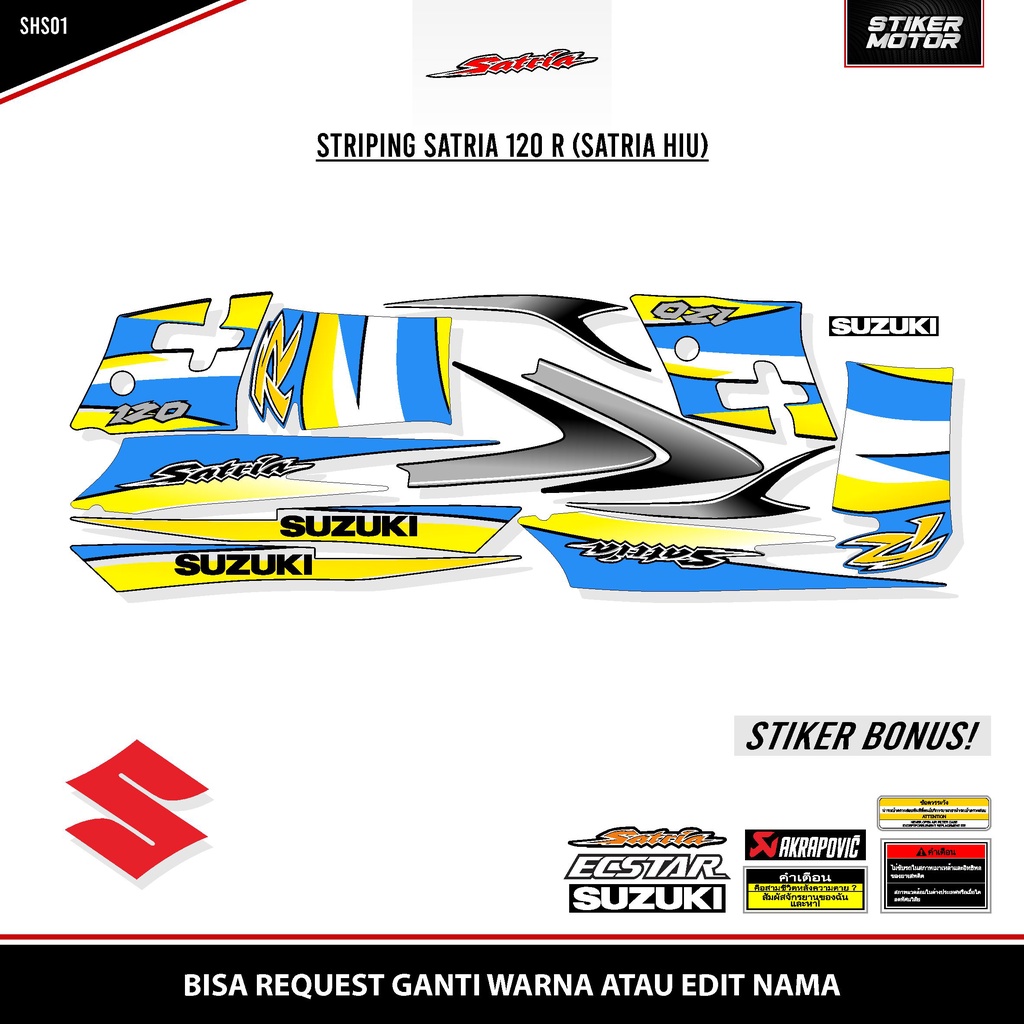 STRIPING SATRIA HIU / STRIPING SATRIA 2 TAK / SATRIA 120 R / STICKER SATRIA HIU / STICKER VARIASI / 