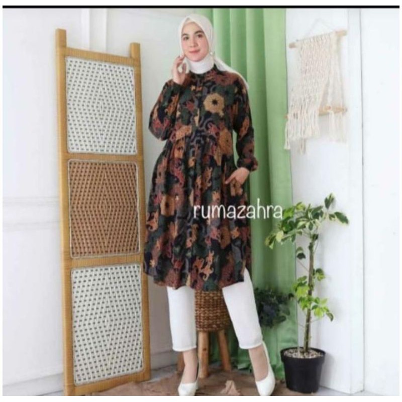 Baju Atasan Tunik / Gamis Tunik Motif By Ririn Collection