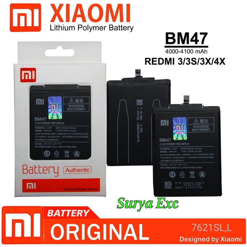 Baterai Xiaomi Redmi 4x /3Pro /3s /3X Dan Redmi 3 Baterai Xiaomi Redmi 4X Model BM47 BM 47 ORIGINAL
