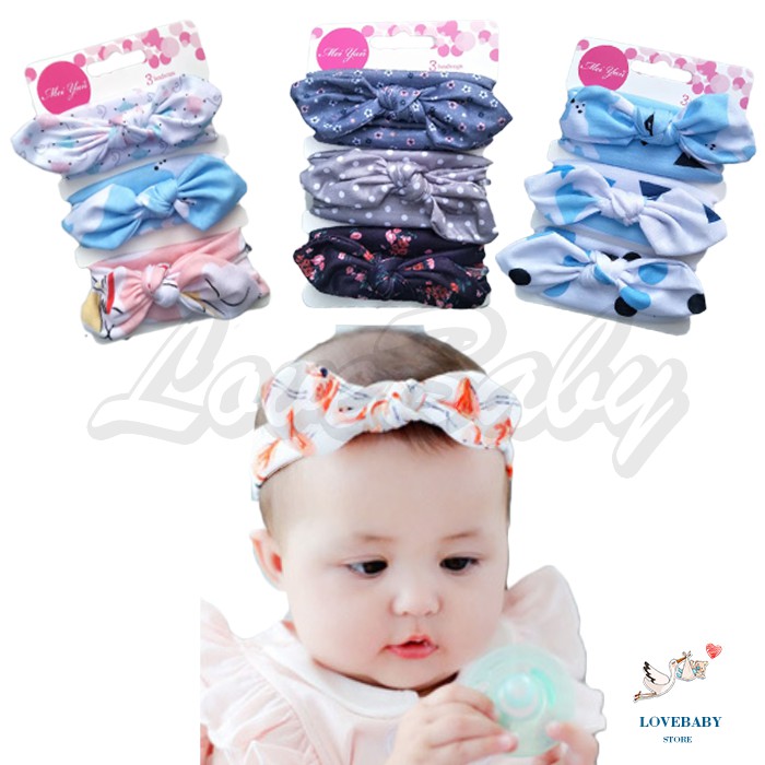 [1KG 24PCS] LBS Set Bandana Bayi Dengan Model Ikatan Pita Kelinci