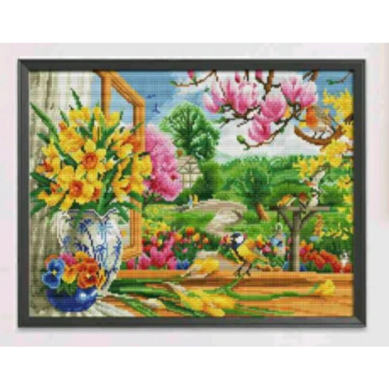 paket kristik 11ct bunga dekat jendela