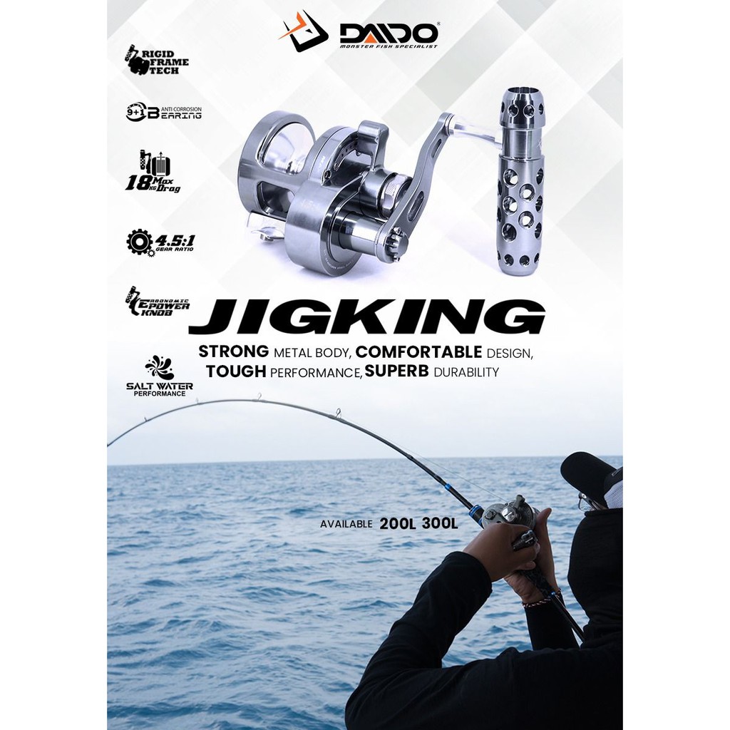 REEL DAIDO JIGKING OVERHEAD METAL BODY UKURAN 200L 300L