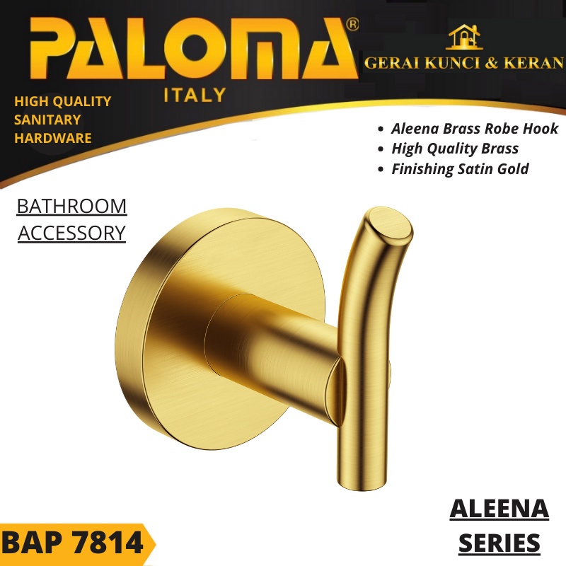 PALOMA BAP 7814 Kapstok Gantungan Baju Handuk Rak Hanger Mandi 1 Kait SATIN GOLD