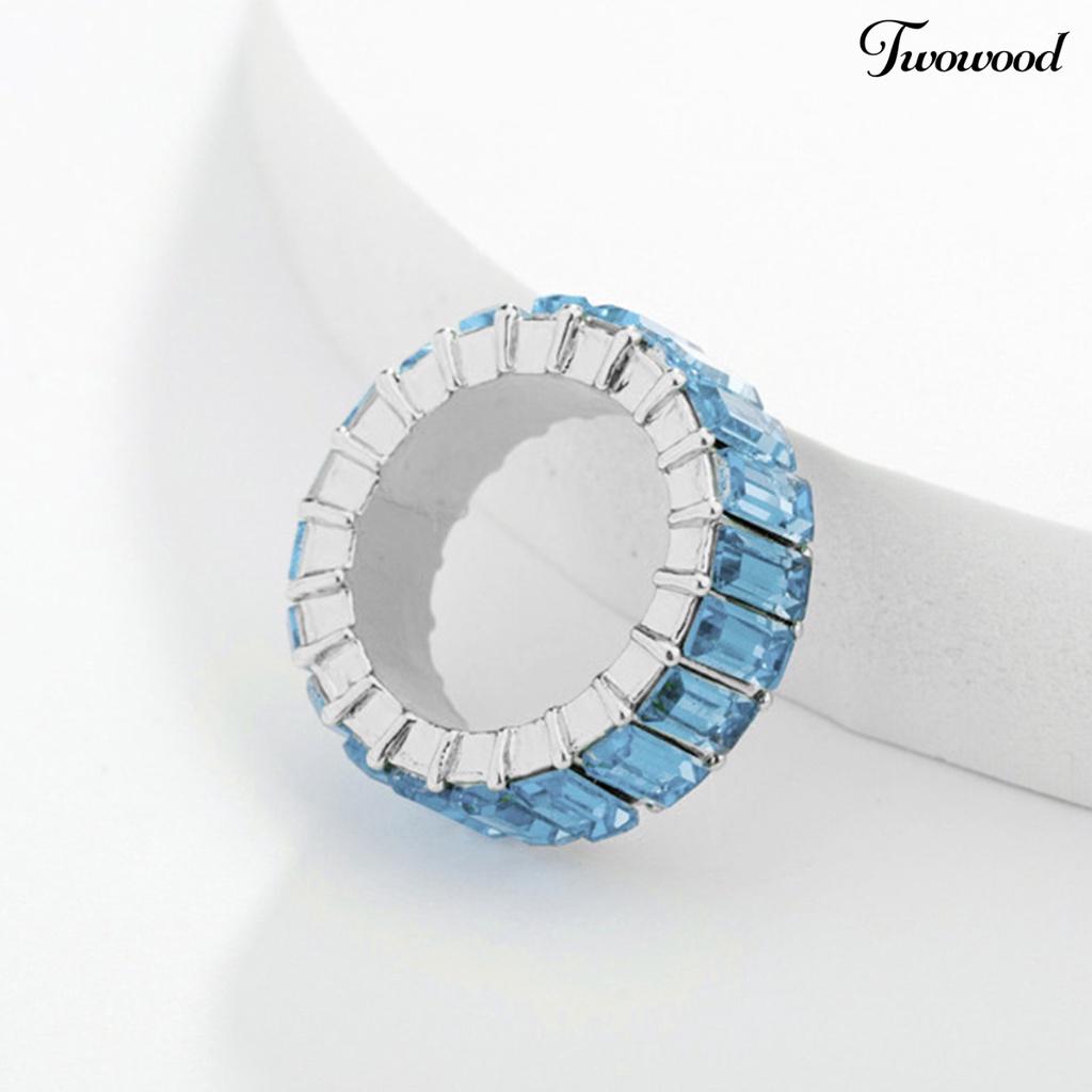 Cincin Electroplated Aksen Berlian Imitasi Untuk Wanita